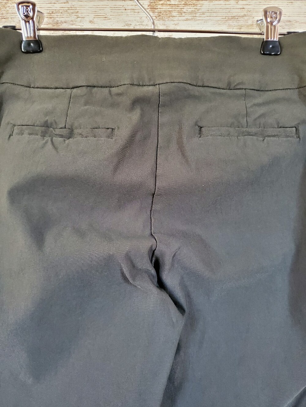 Tribal Olive Green Stretch Pull On Straight Leg Cuffed Ankle Dress Pants Cropped - Picture 4 of 13